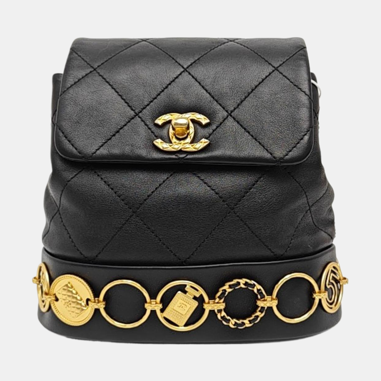 Quilted Calfskin Backpack Black
