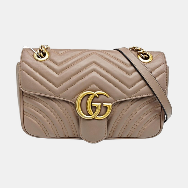 GG Marmont Medium Quilted Calfskin Beige
