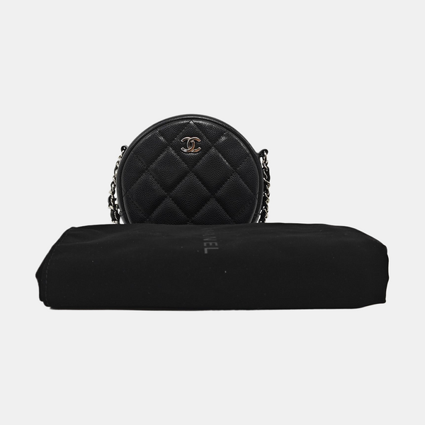ROUND Quilted Grained Calfskin Black