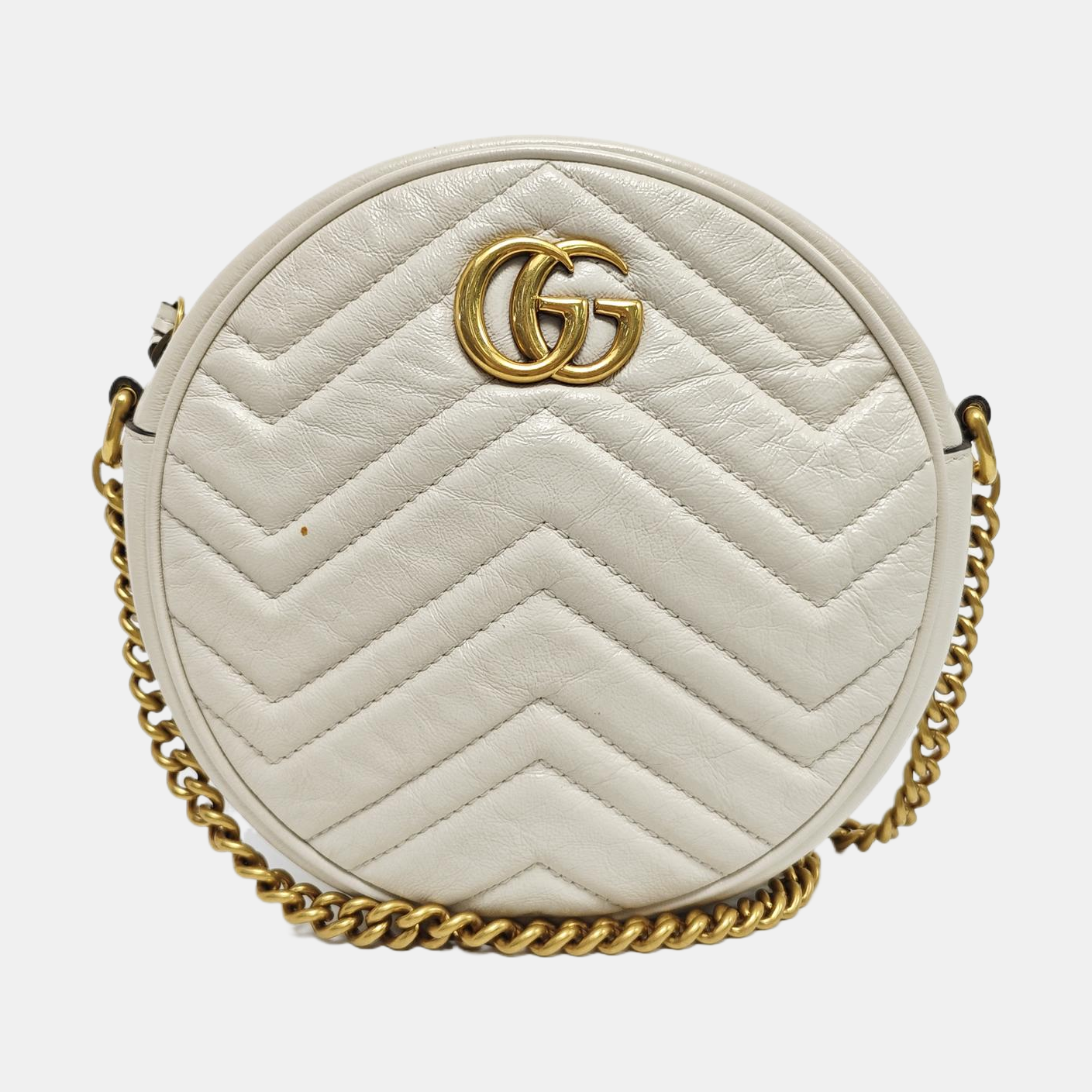 GG Marmont Mini Quilted Calfskin White