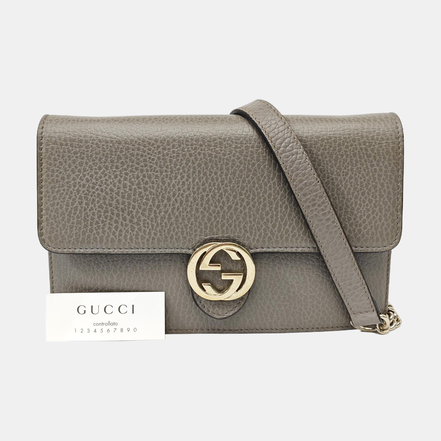 Interlocking G Small Calfskin Gray