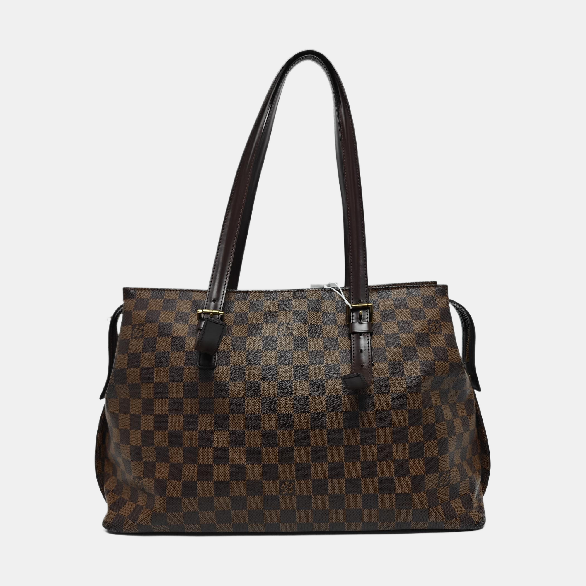 CHELSEA Damier Ebene Coated Canvas Brown