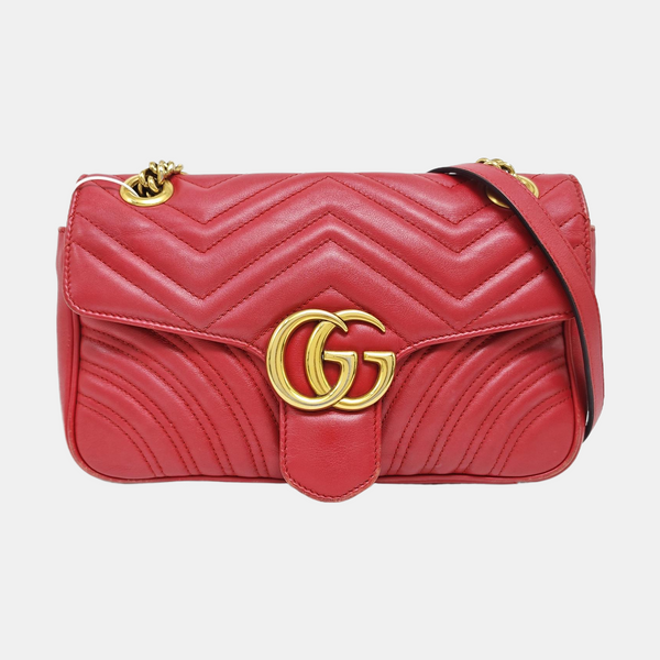 GG Marmont Medium Quilted Calfskin Red