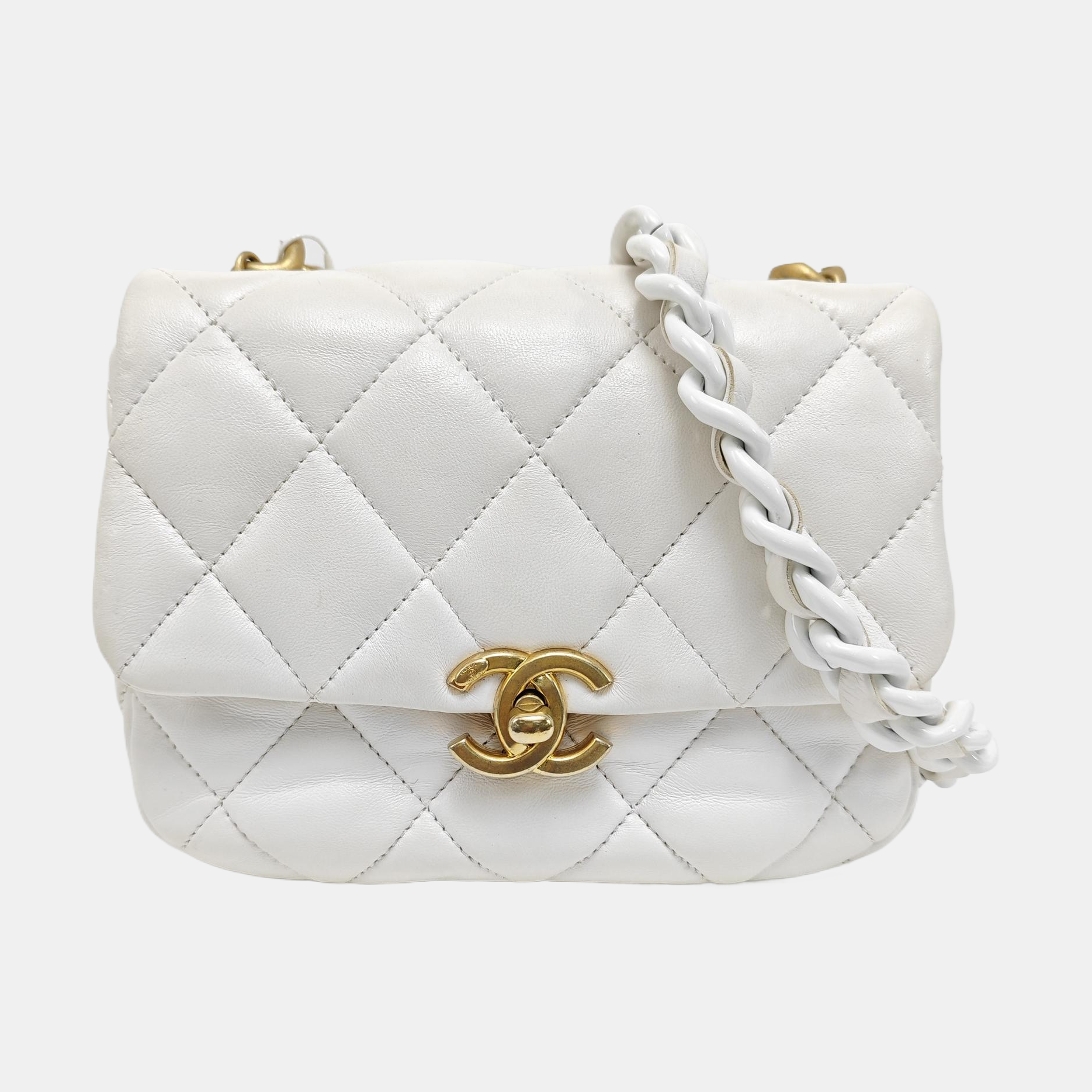 CLASSIC FLAP Mini Quilted Lambskin White