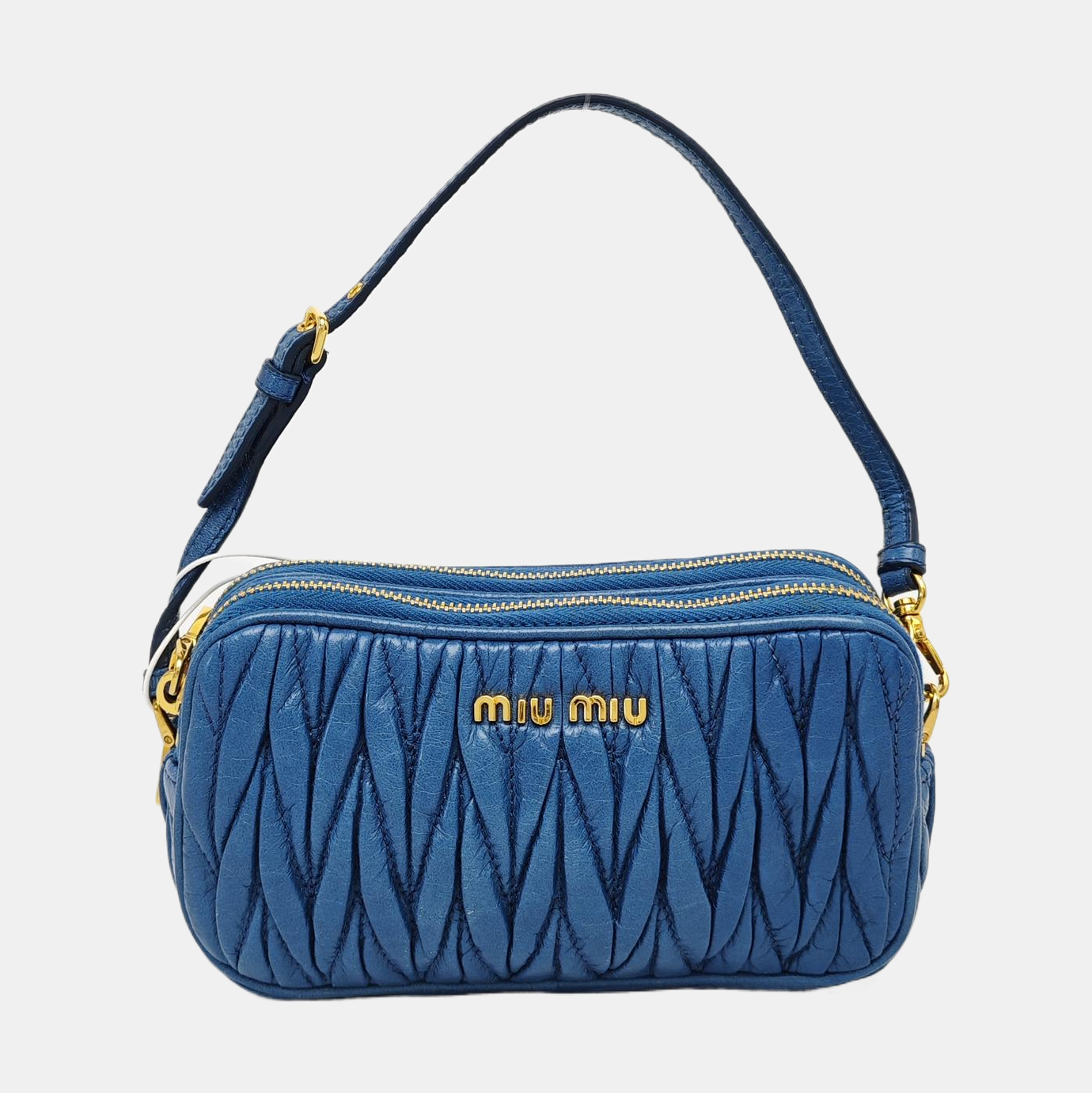 Quilted Lambskin Top Handle Bag Blue