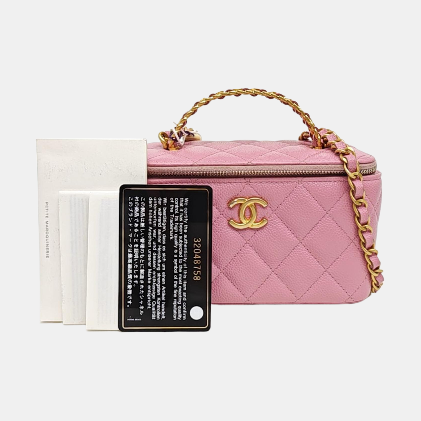Quilted Grained Calfskin Shoulder Bag Pink