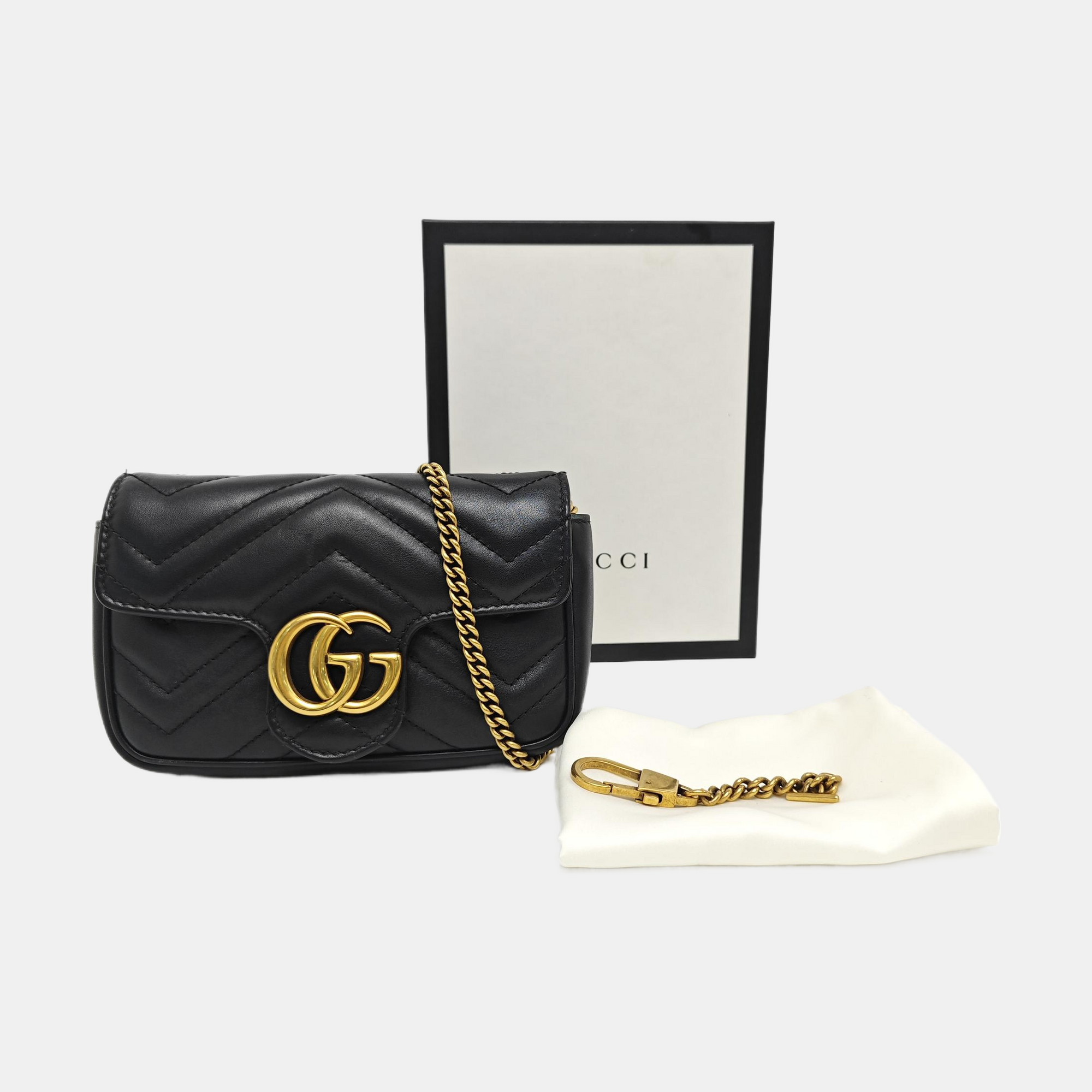 GG Marmont Mini Quilted Calfskin Black