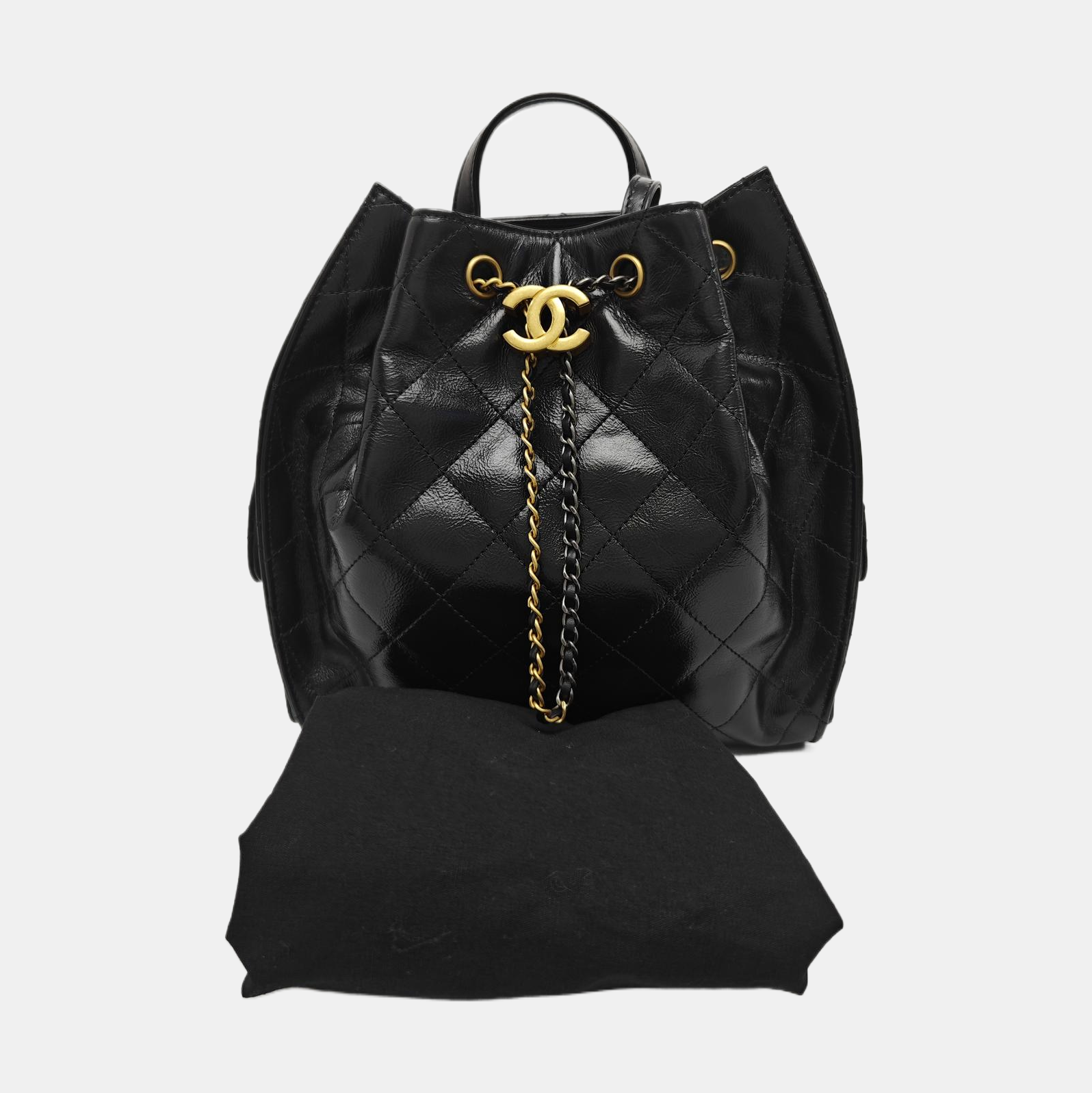 Quilted Calfskin Backpack Black