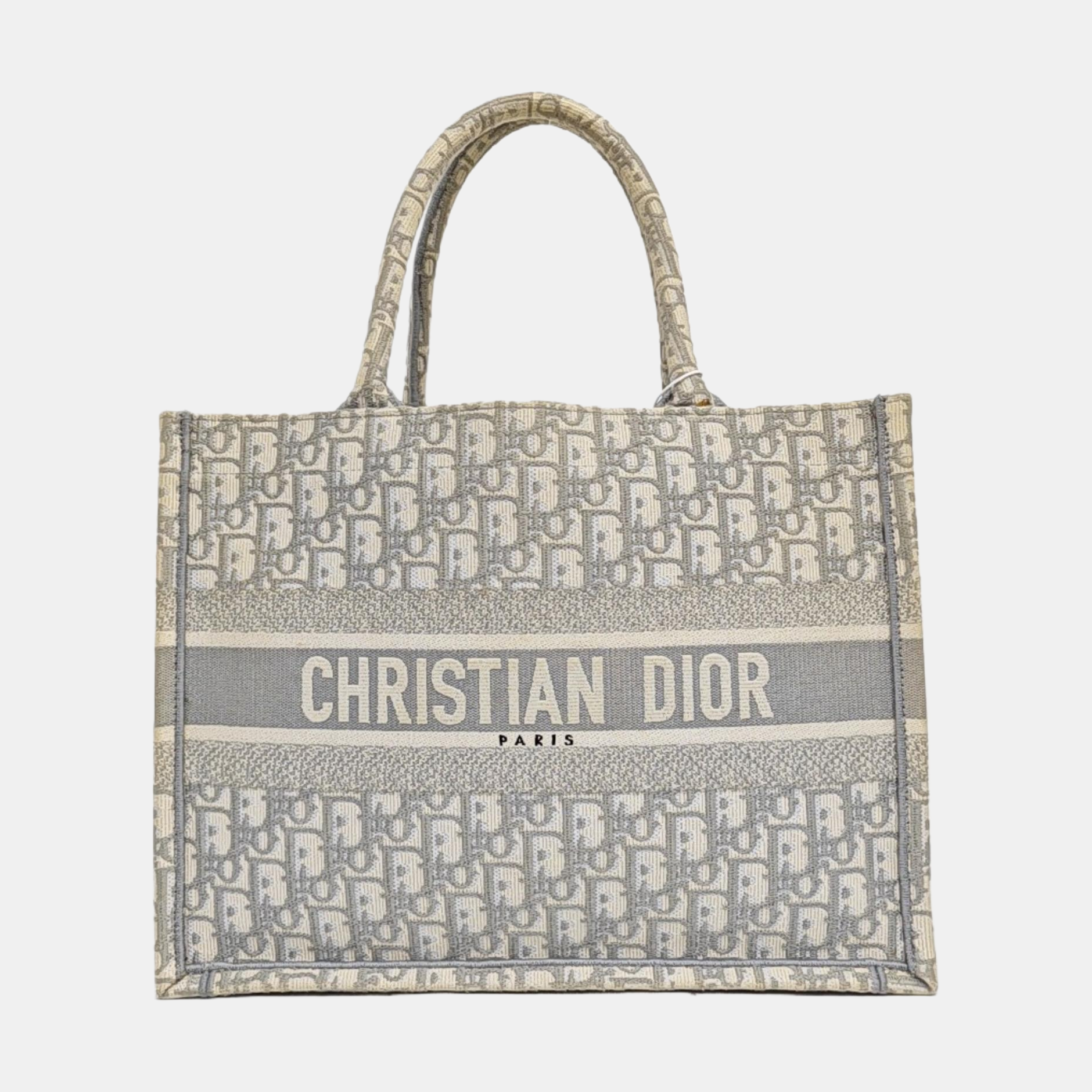 Book Tote Medium Oblique Canvas White