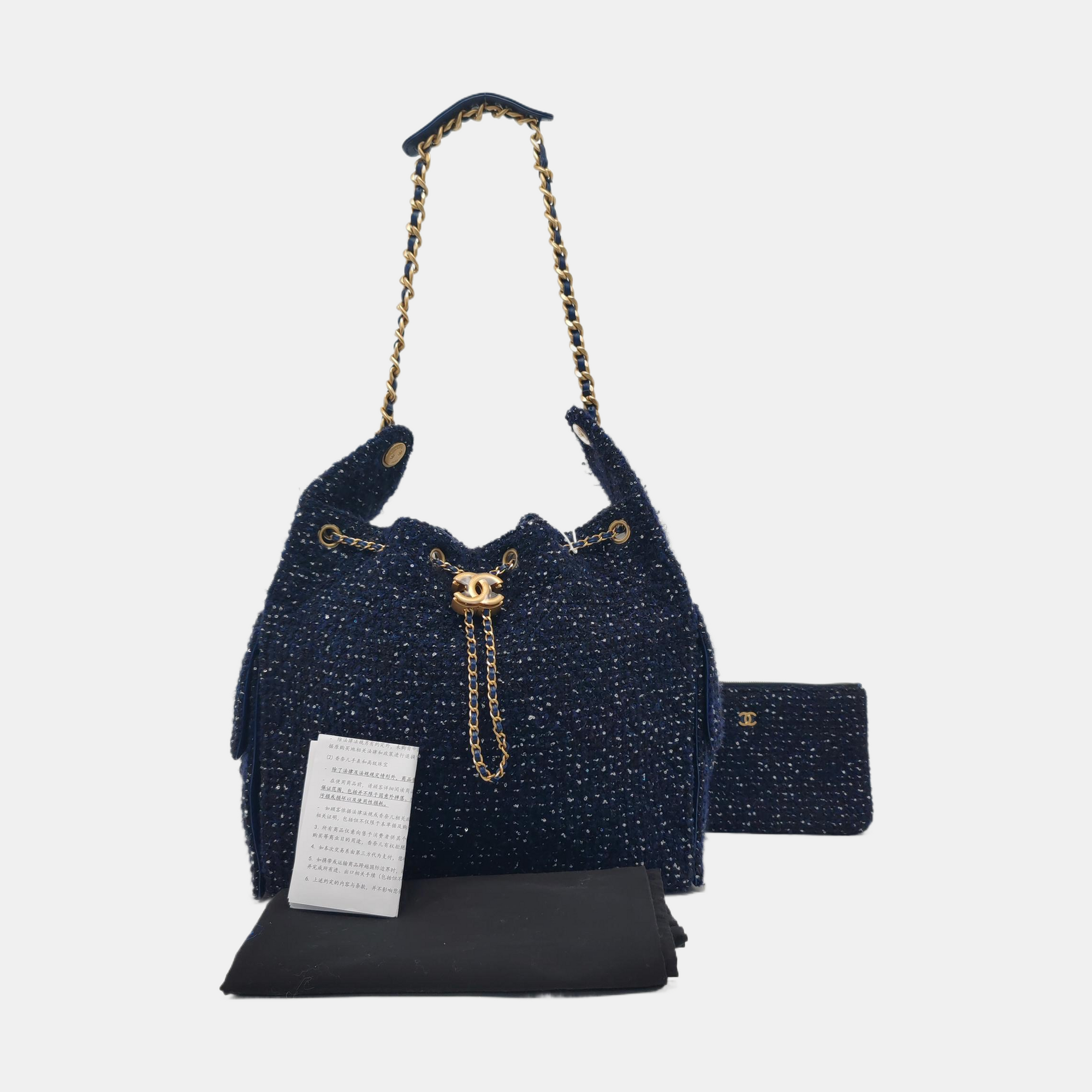 CHANEL 25 Medium Quilted Fabric Blue
