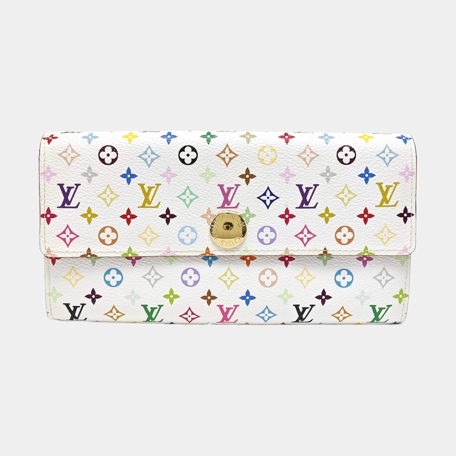 LV × TM PORTE MONNAIE Monogram Coated Canvas White Wallet