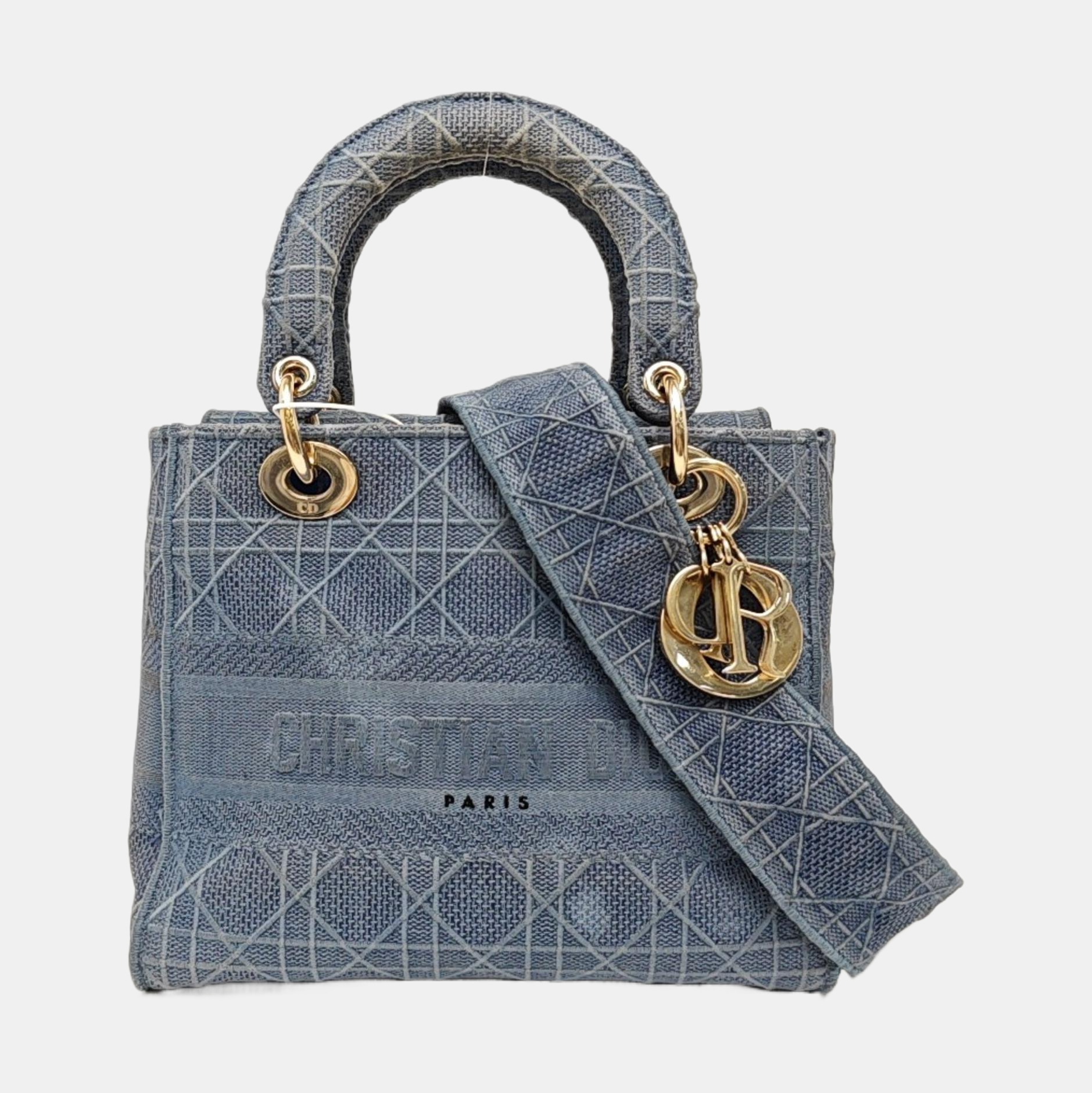 Lady D-Lite Medium Cannage Canvas Blue