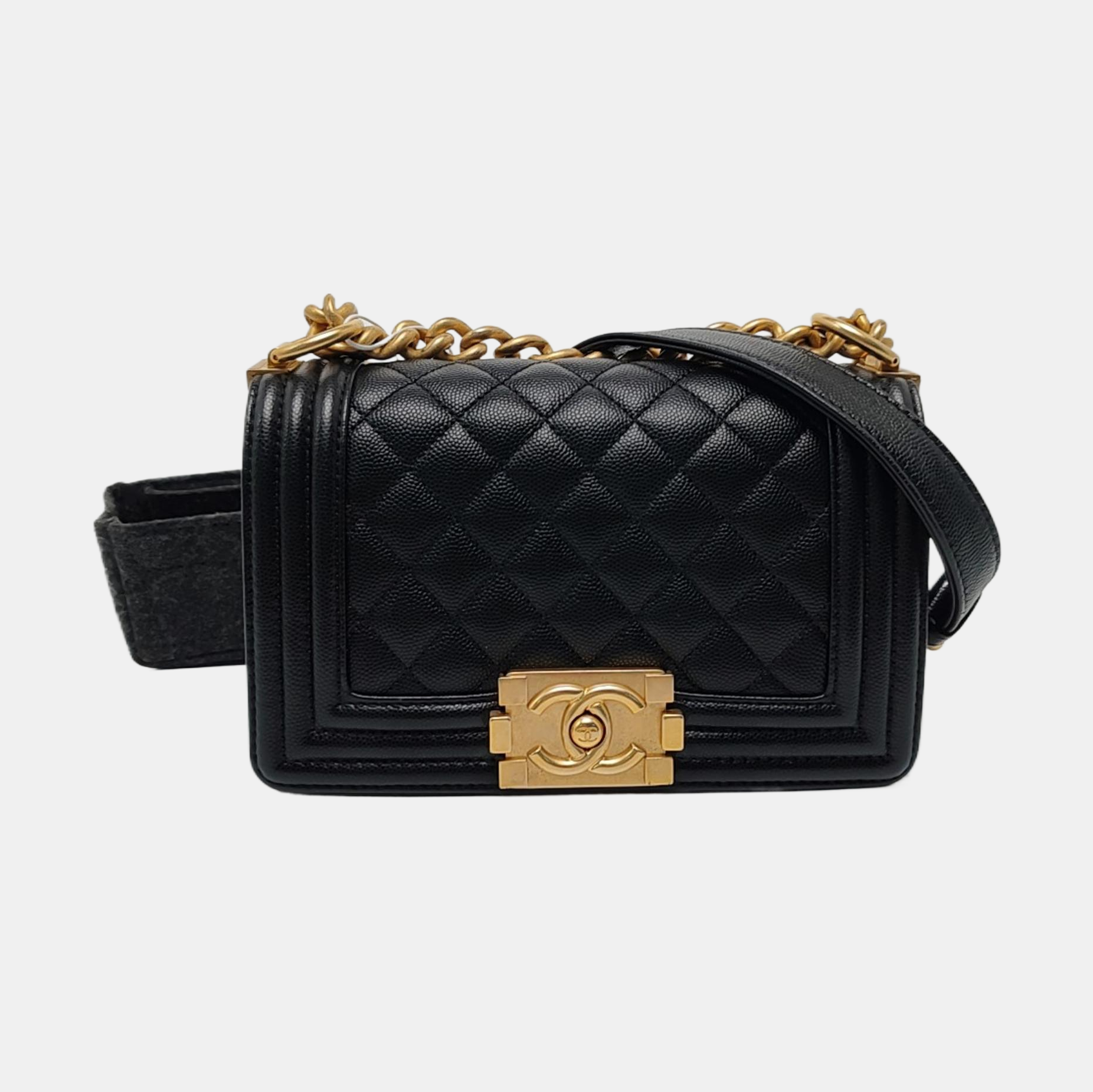 BOY CHANEL Small Quilted Grained Calfskin Black