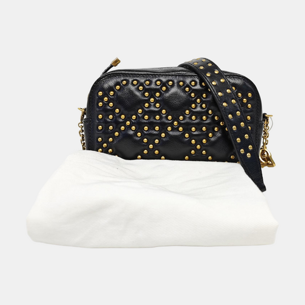 Cannage Calfskin Shoulder Bag Black