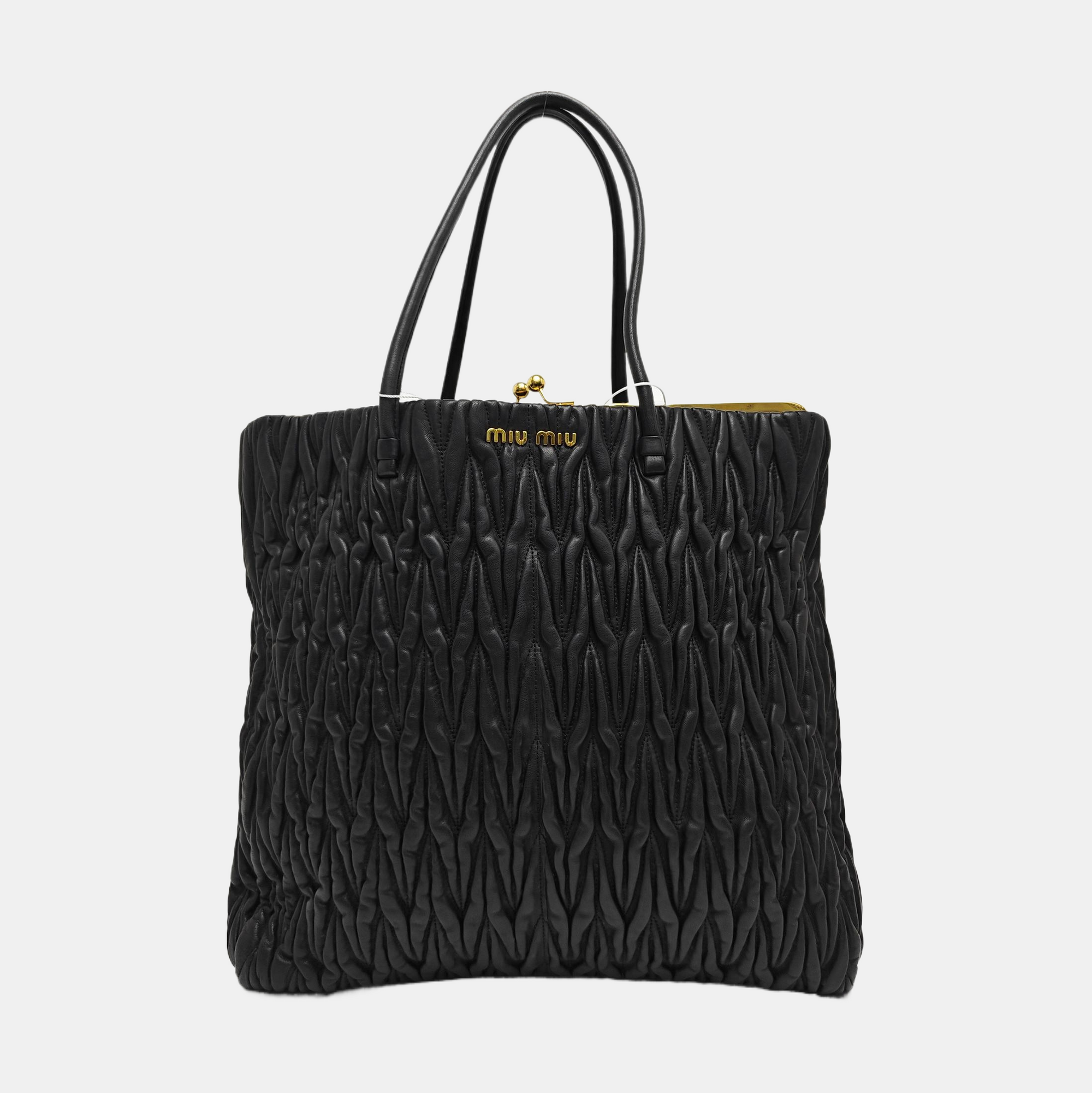 Quilted Lambskin Top Handle Bag Black