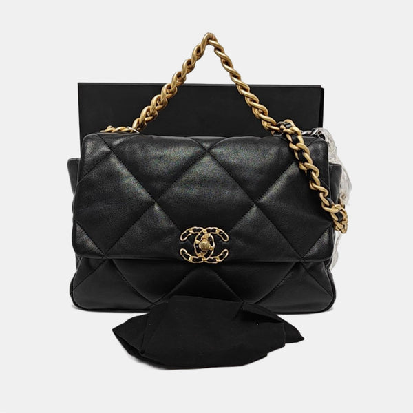 CHANEL 19 Large Quilted Lambskin Black