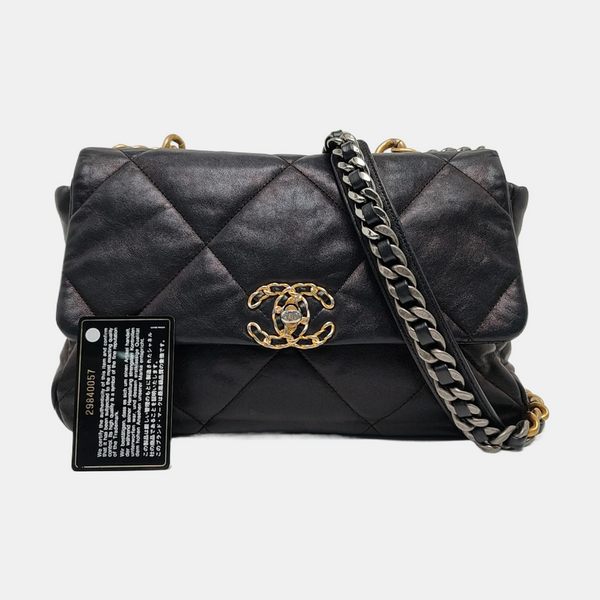 CHANEL 19 Large Quilted Lambskin Black