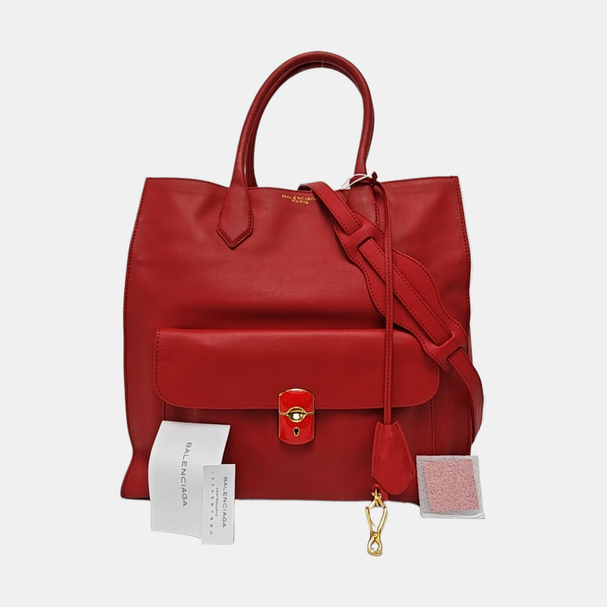 Padlock Work Calfskin Red