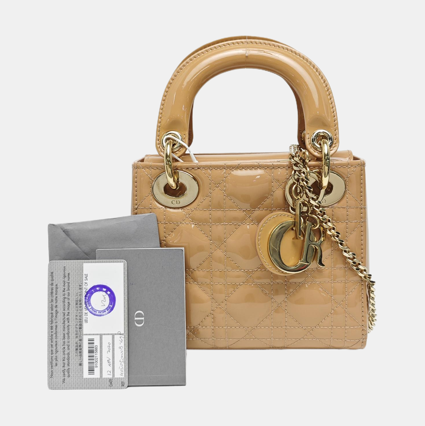 Lady Dior Mini Cannage Patent Leather Pink