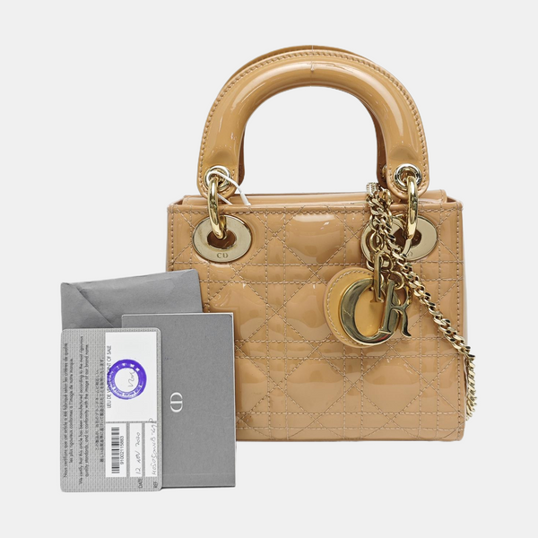 Lady Dior Mini Cannage Patent Leather Pink