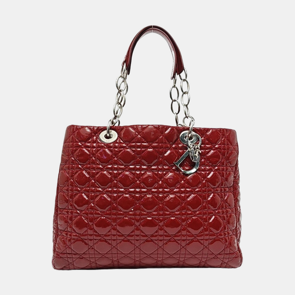 Dior Soft Large Cannage Patent Leather Red