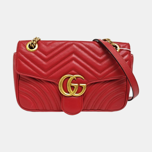 GG Marmont Medium Quilted Calfskin Red