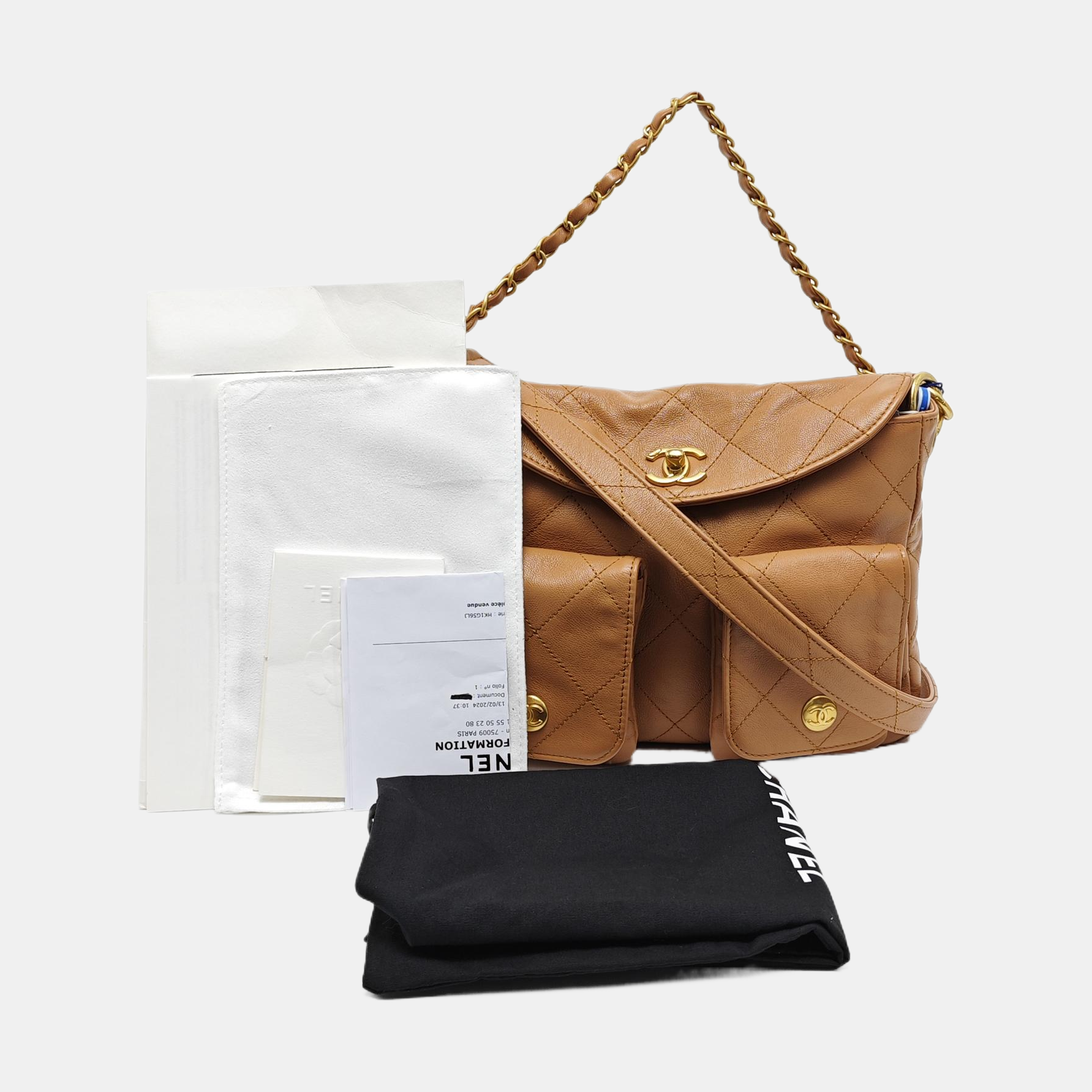 Suppletwins Small Quilted Calfskin Brown