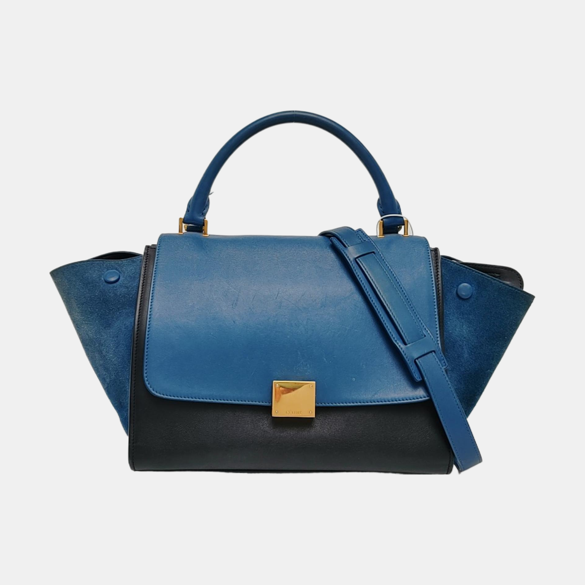 TRAPEZE Small Calfskin Blue