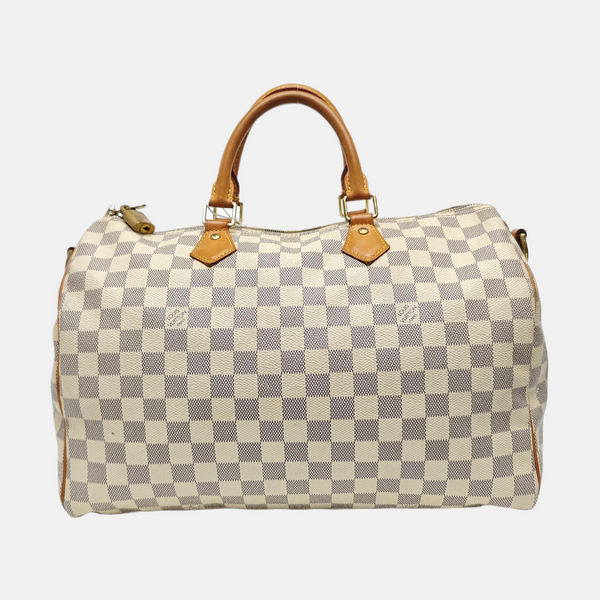 SPEEDY 35 Damier Azur Coated Canvas White