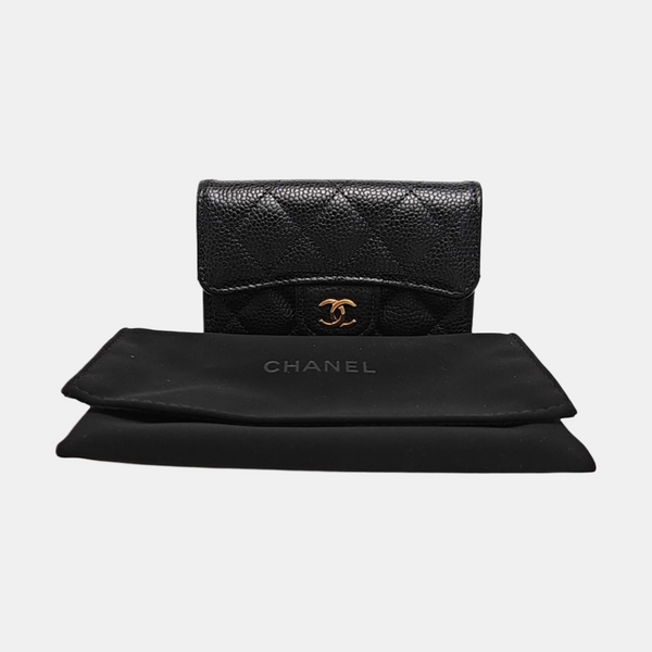 CLASSIC FLAP Quilted Grained Calfskin Black Wallet