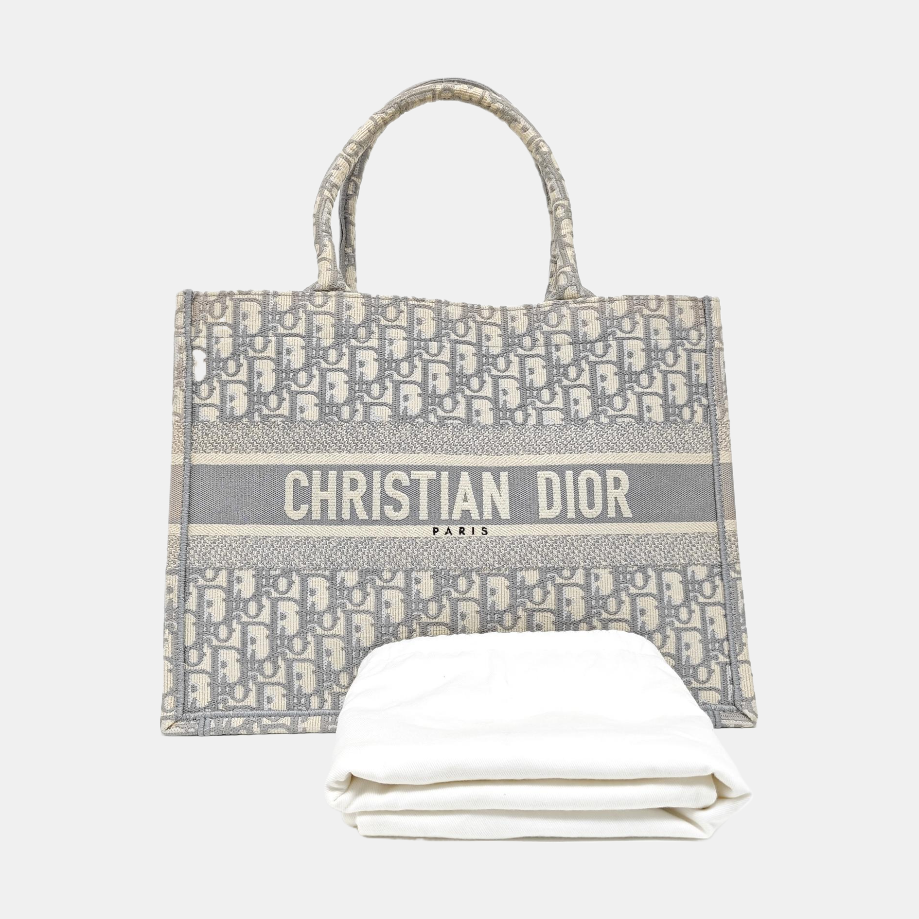 Bolso tote mediano de lona Monogram blanca