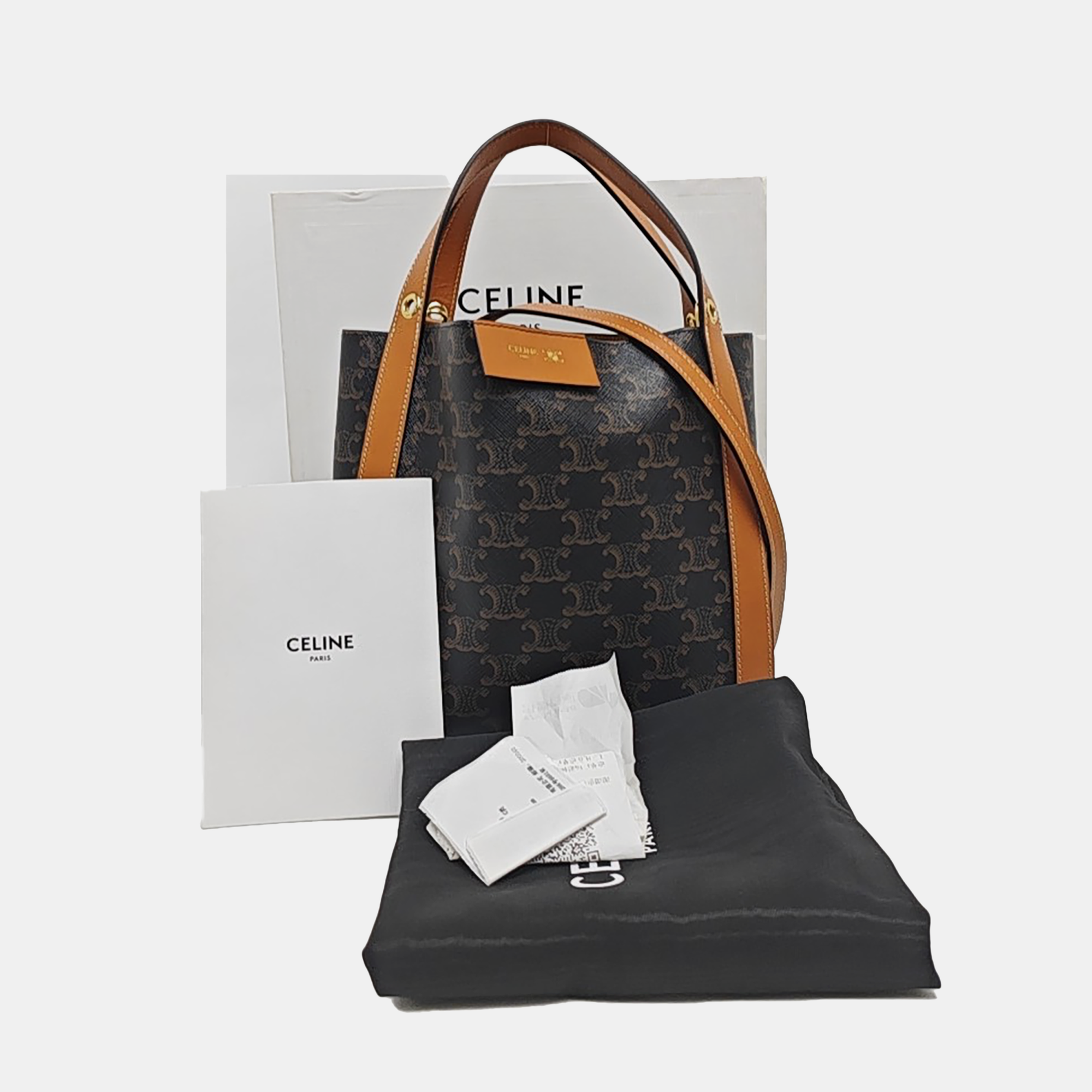 Coated Canvas Tote Bag Brown
