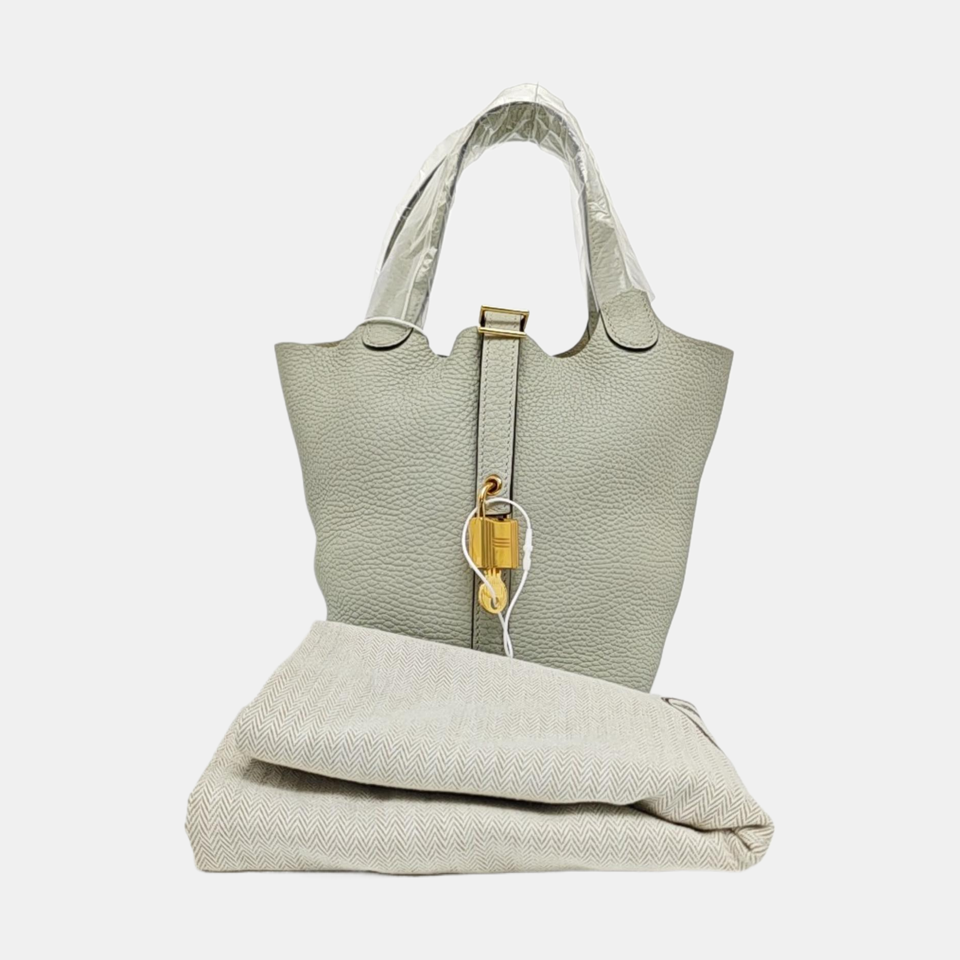 Authenticated pre-owned  Picotin Lock 18 Clemence Gray - Bucket Bag at Looply