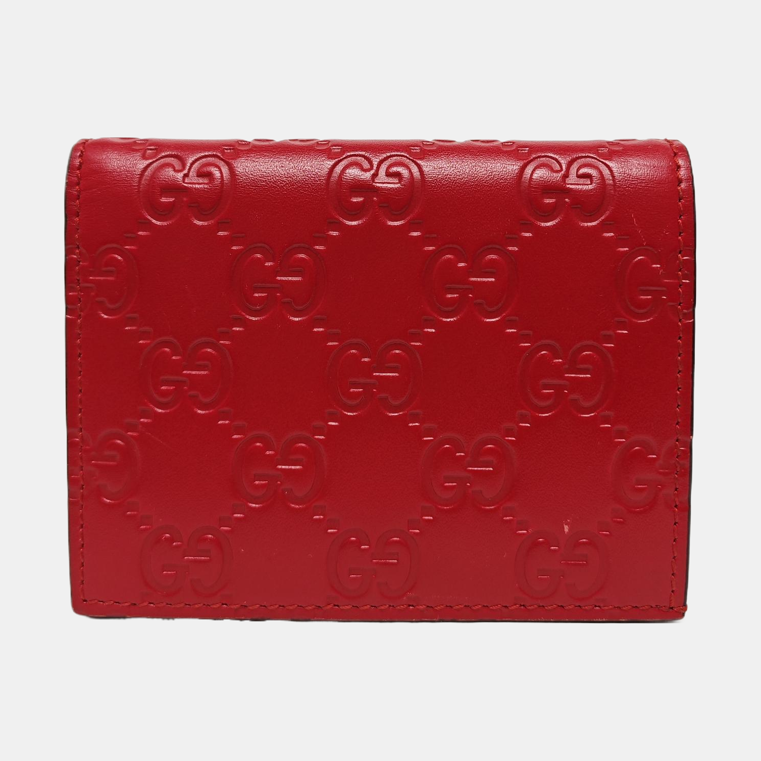 Signature Monogram Calfskin Red Card Holder