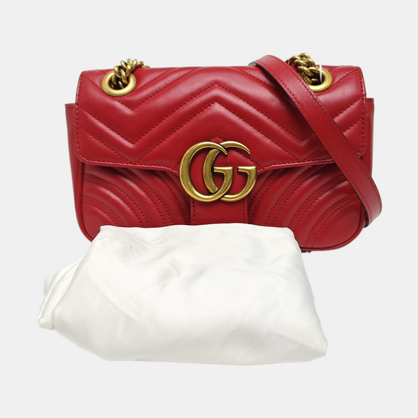 GG Marmont Small Quilted Calfskin Red