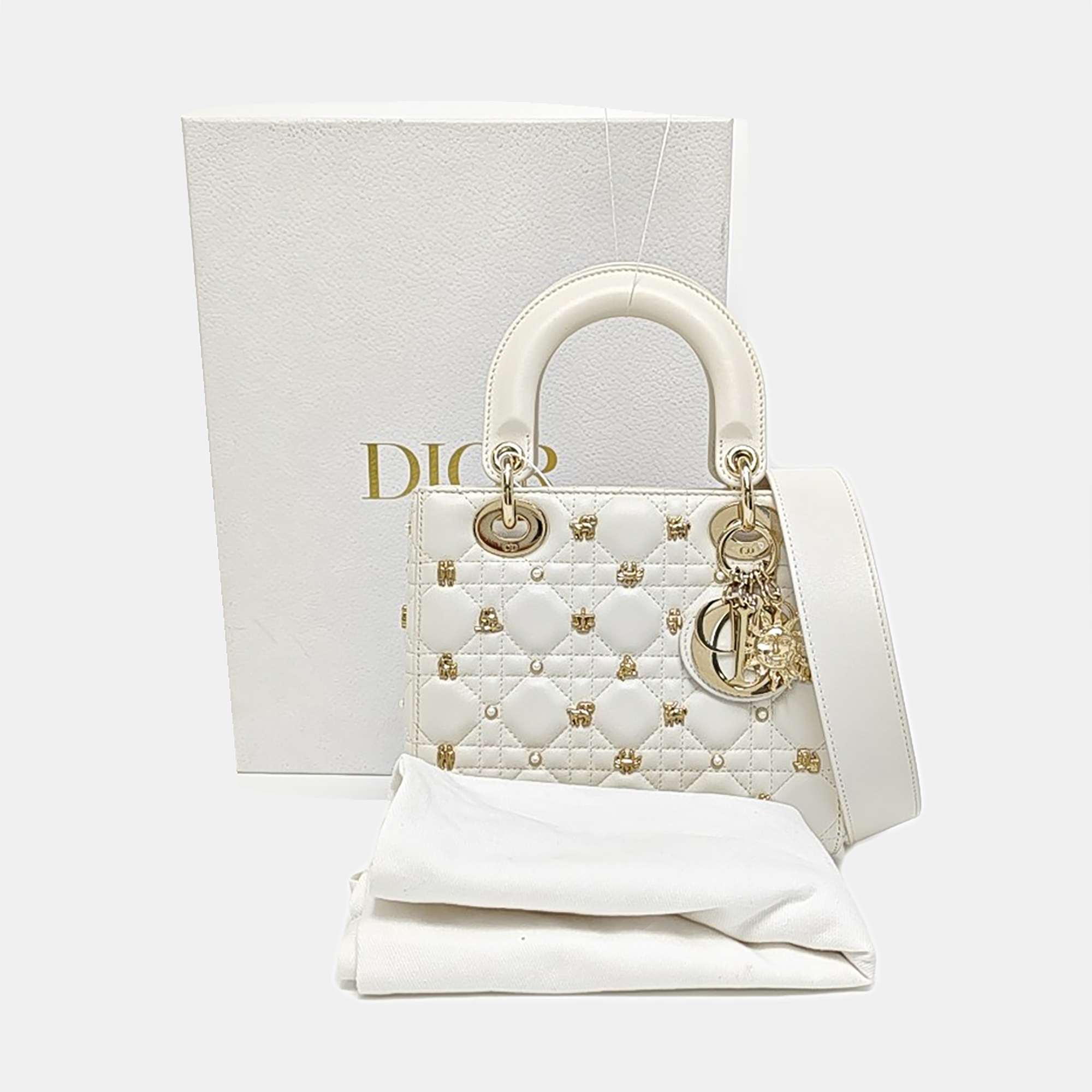 Lady Dior Small Cannage Calfskin White