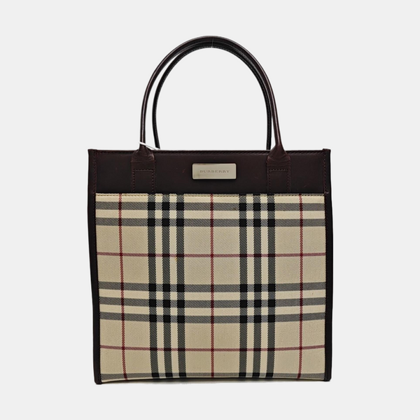 Coated Canvas Top Handle Bag Beige