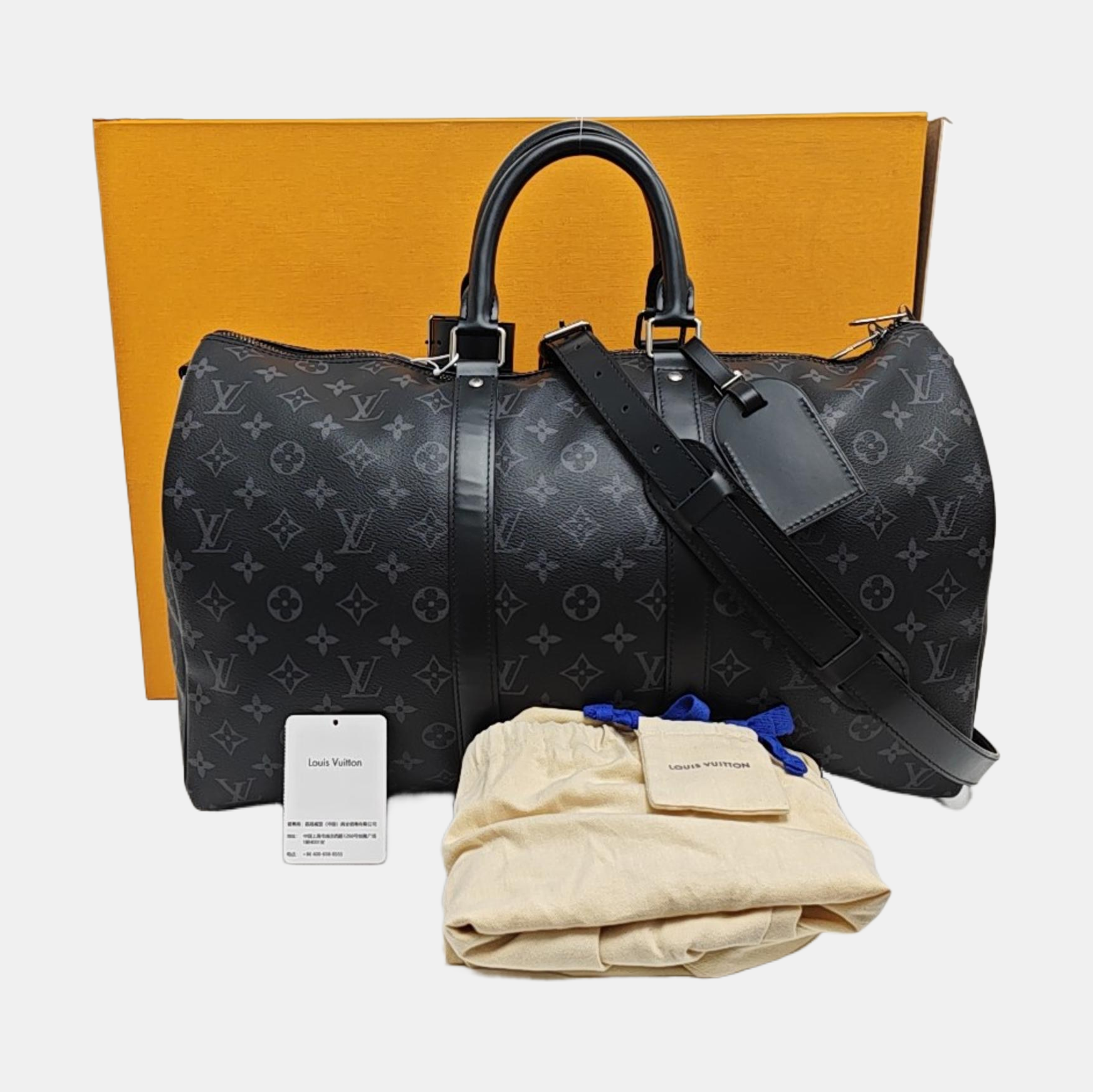 KEEPALL 45 Monogram Coated Canvas Black