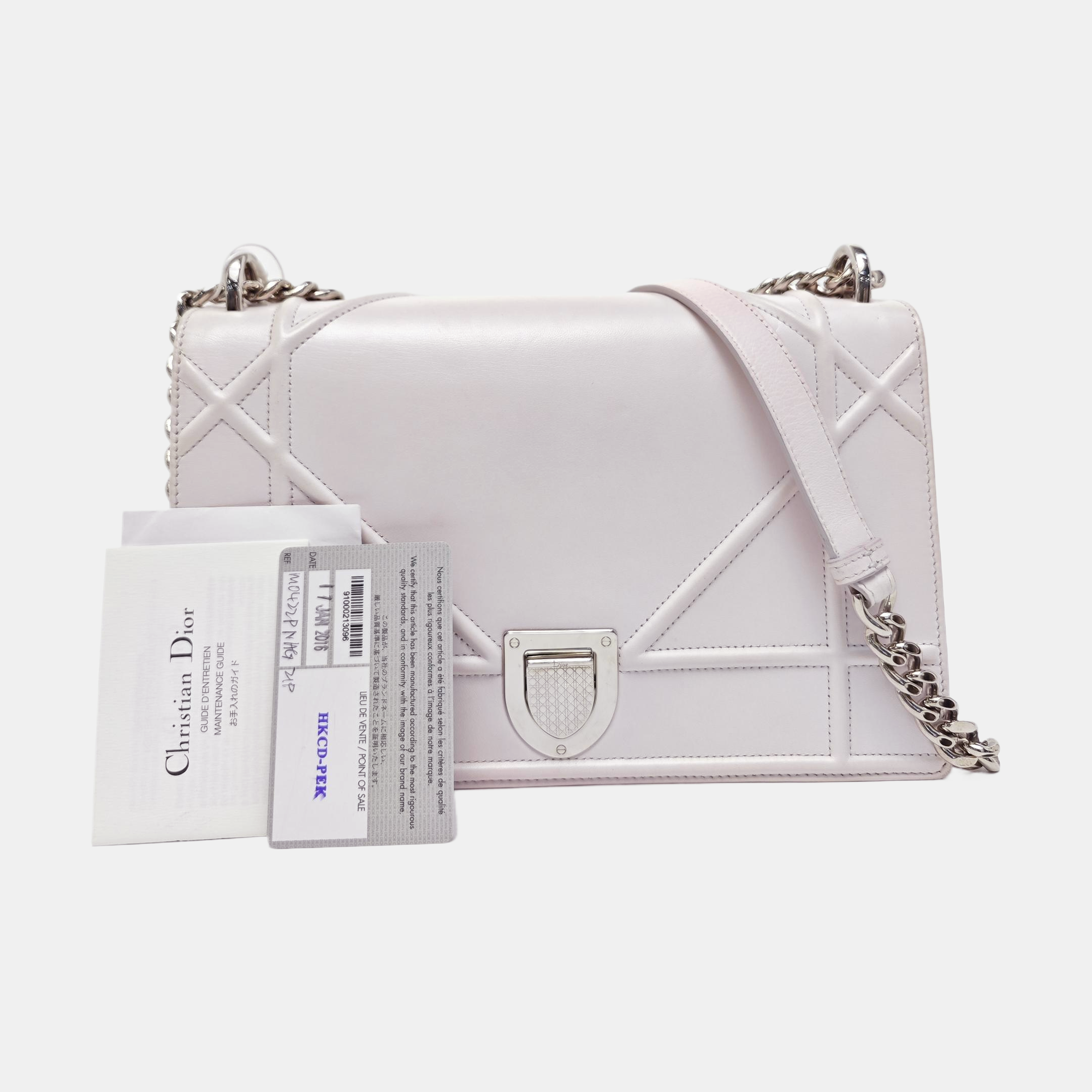 Diorama Medium Cannage Calfskin Pink