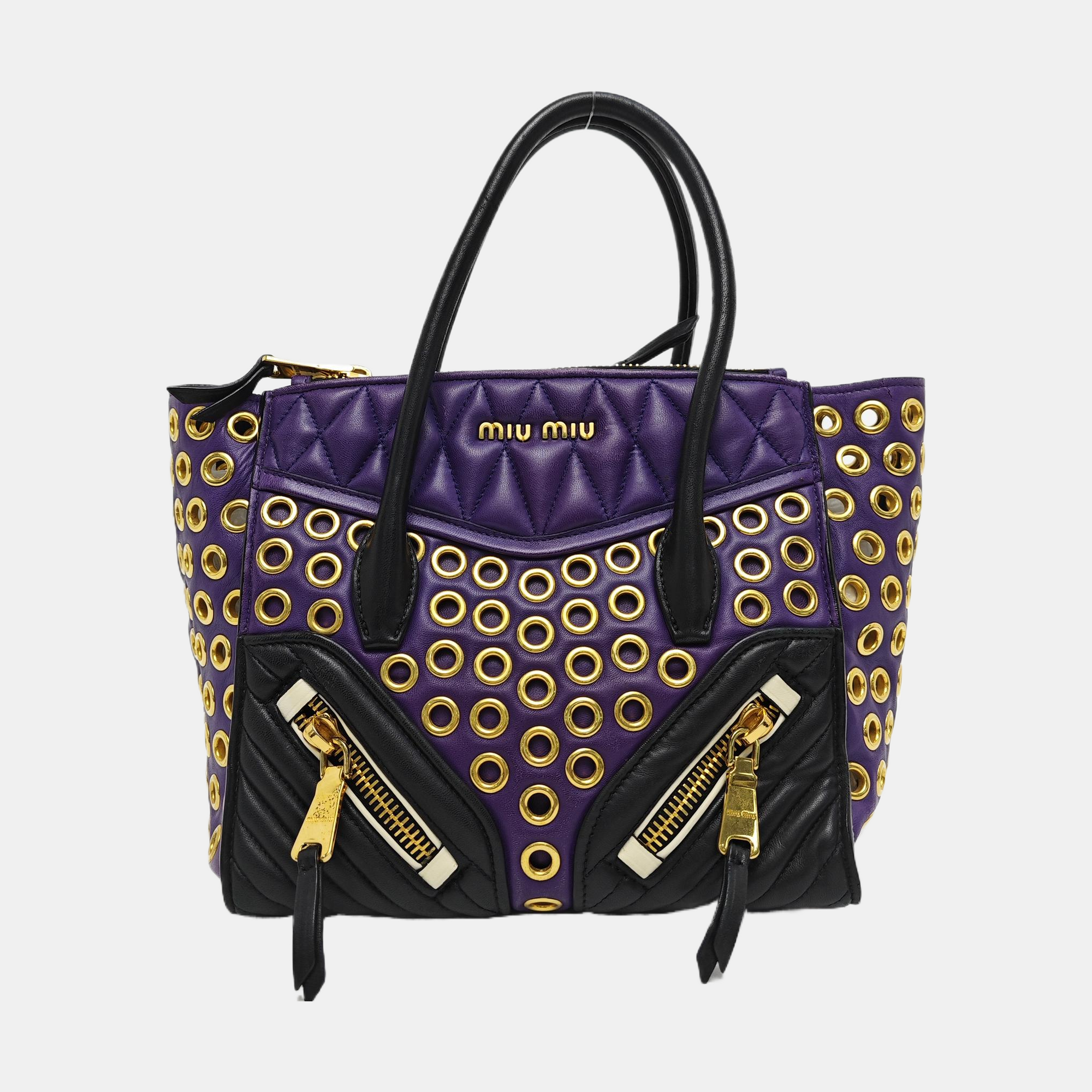 Zipper Wallet Quilted Lambskin Purple