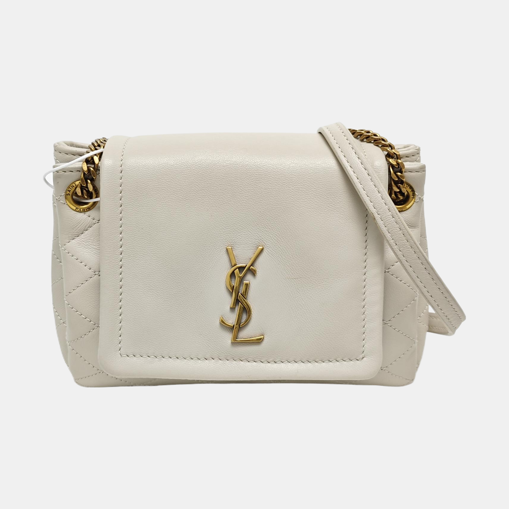 Quilted Lambskin Shoulder Bag White