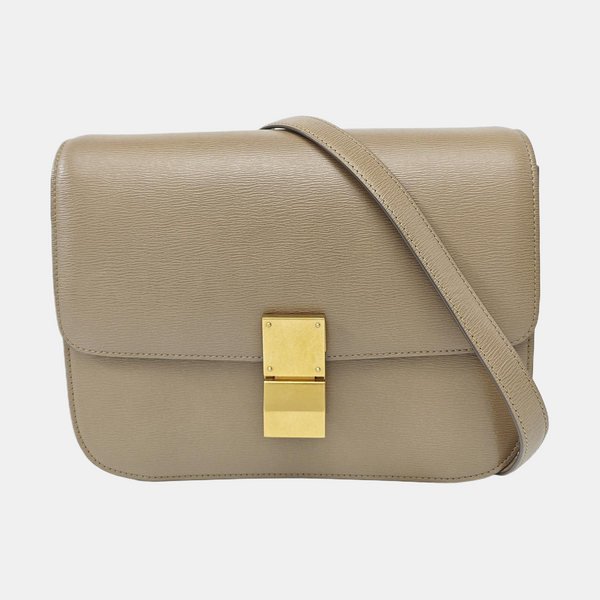 CLASSIC BOX Medium Calfskin Beige