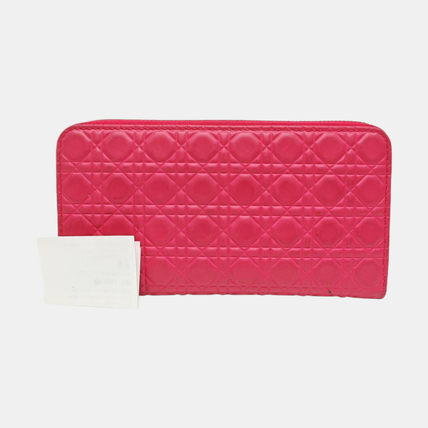 Lady Dior Small Cannage Calfskin Pink Wallet