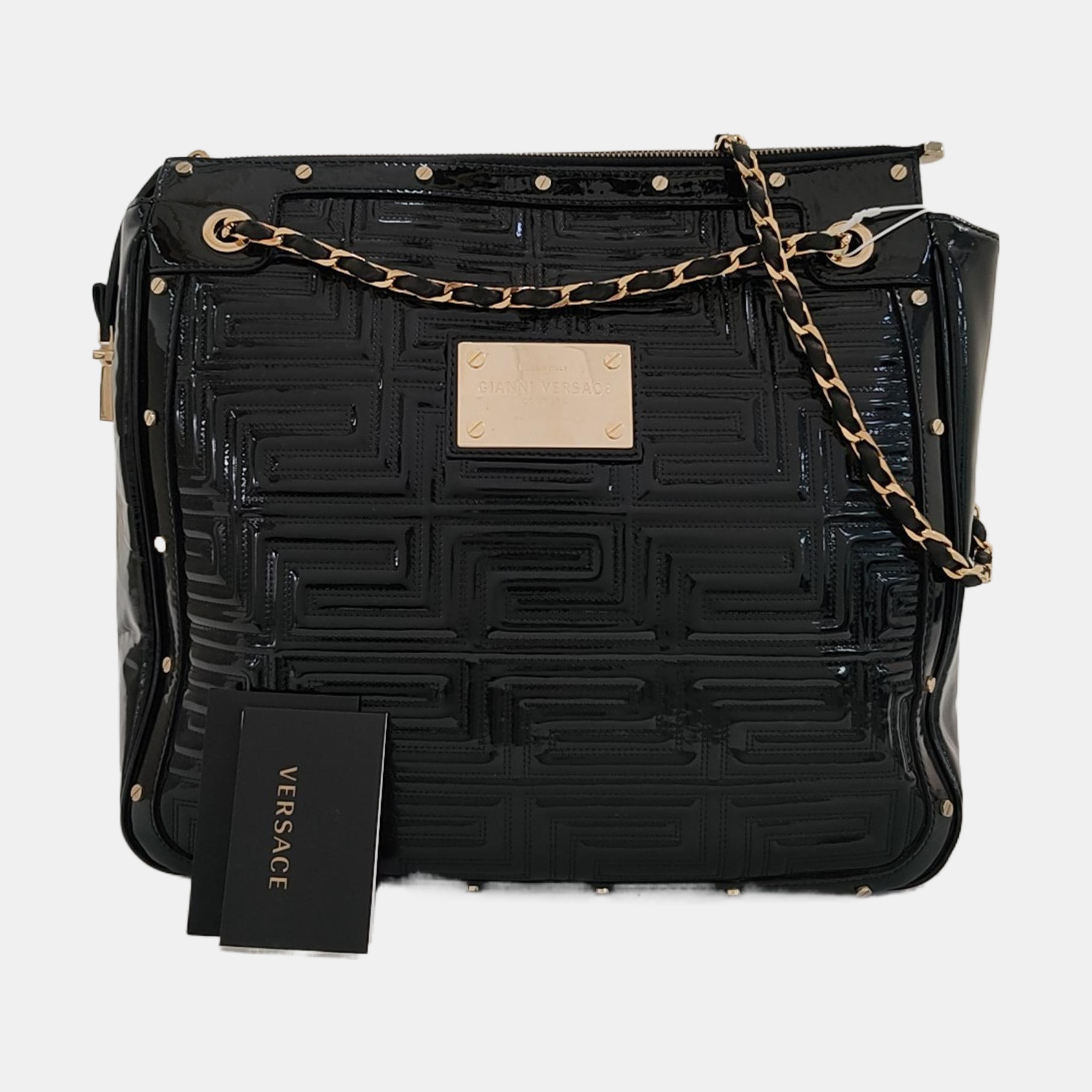 Patent Leather Shoulder Bag Black