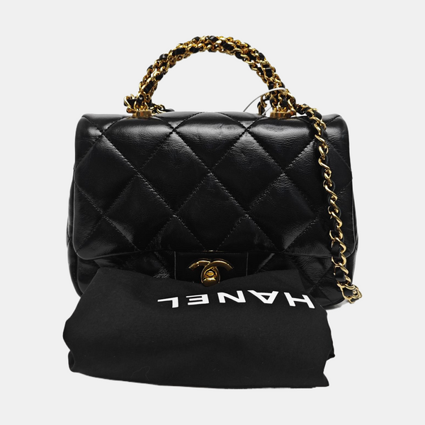 Quilted Lambskin Shoulder Bag Mini Black