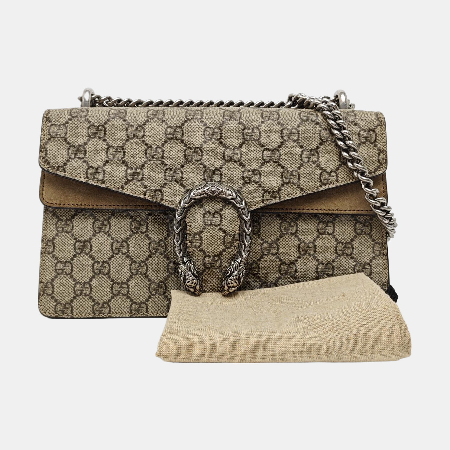 Dionysus Small Monogram Coated Canvas Beige