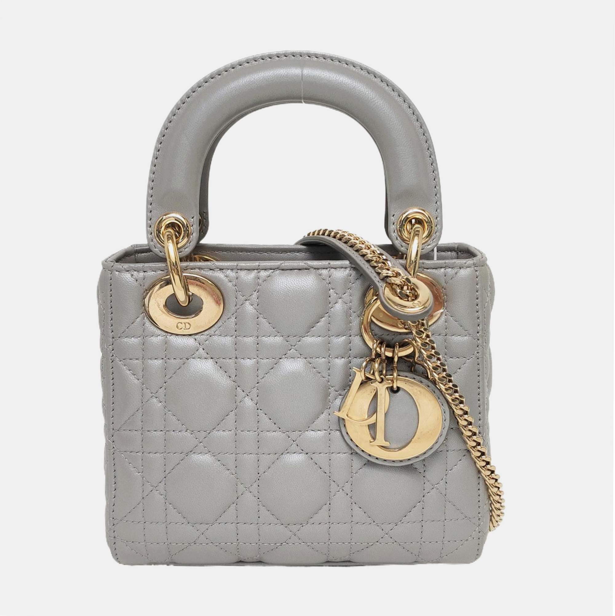 Lady Dior Mini Cannage Lambskin Gray