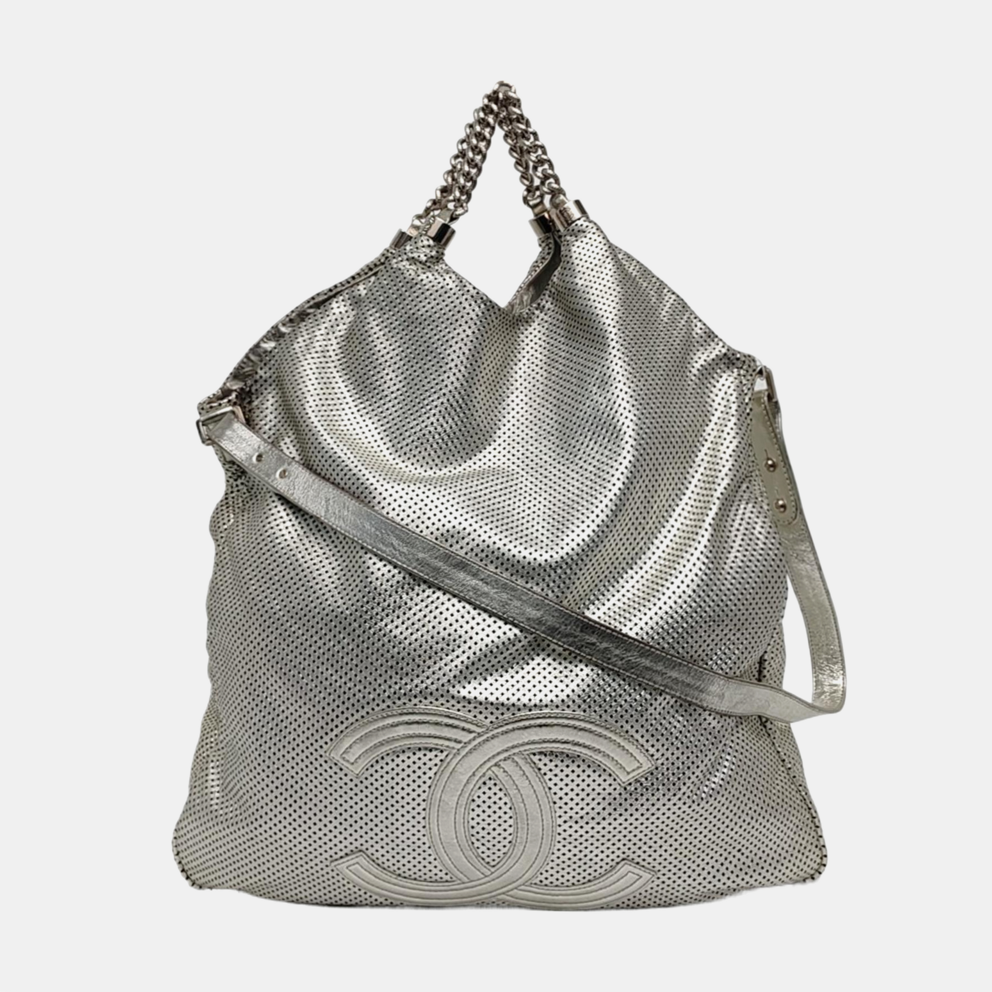 RODEO DRIVE Extra Large Calfskin Silver