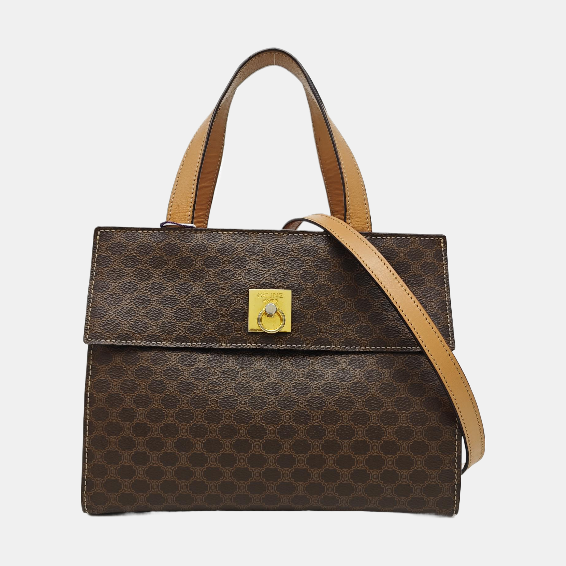 Coated Canvas Shoulder Bag Brown