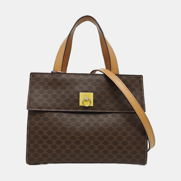 Coated Canvas Shoulder Bag Brown